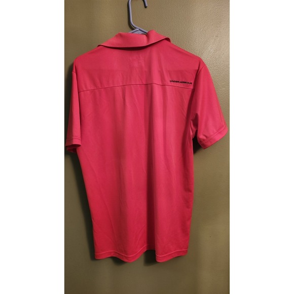 Men's Under Armour Heat Gear Golf Shirt Size Med  Red Loose - Picture 3 of 3